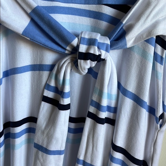 Chaps Women’s Cotton Blue & White Striped Coastal Beach Preppy Maxi Dress Sz S - Picture 5 of 7
